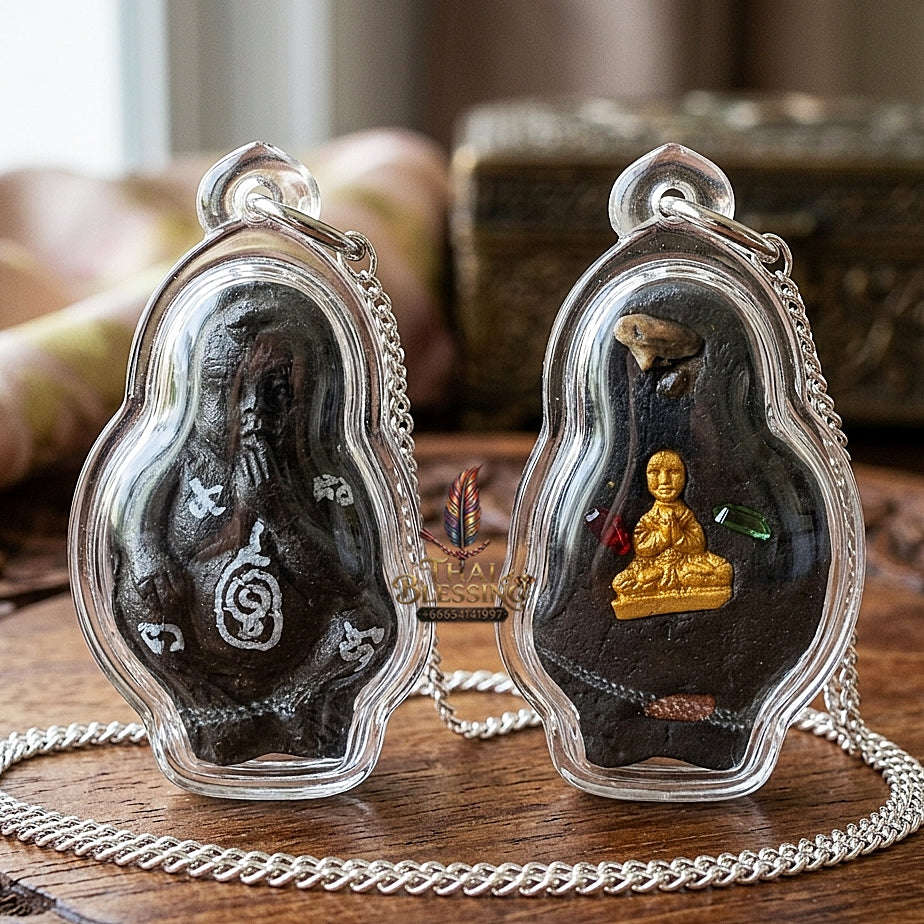 Thai Amulet Kuman Thong Wealth & Protection Kuman Thong Khongdet Sacred Cemetery Soil & Pong Phrai Kumarn Powder Matrix Thai Blessing Co By RURUECHA