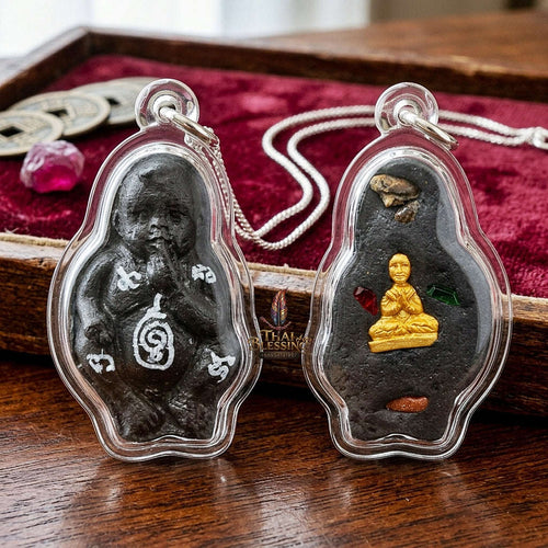 Thai Amulet Kuman Thong Wealth & Protection Kuman Thong Khongdet Sacred Cemetery Soil & Pong Phrai Kumarn Powder Matrix Thai Blessing Co By RURUECHA