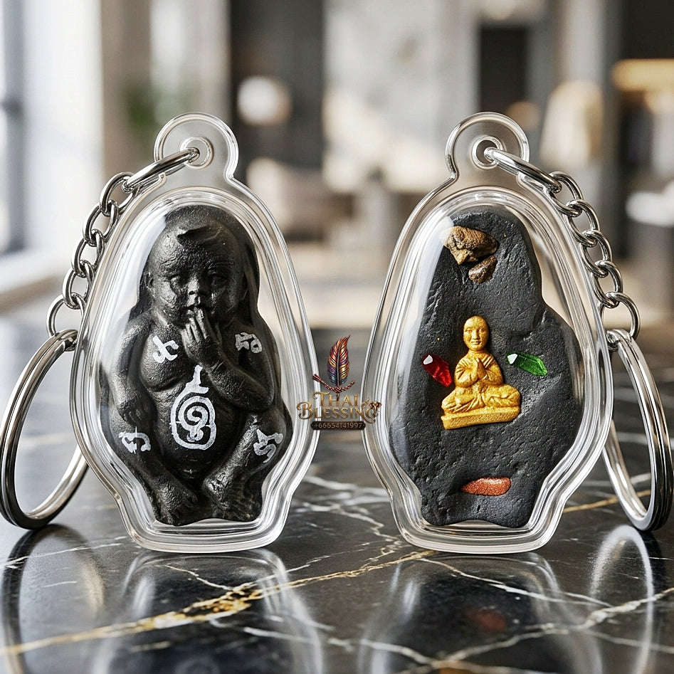 Thai Amulet Kuman Thong Wealth & Protection Kuman Thong Khongdet Sacred Cemetery Soil & Pong Phrai Kumarn Powder Matrix Thai Blessing Co By RURUECHA