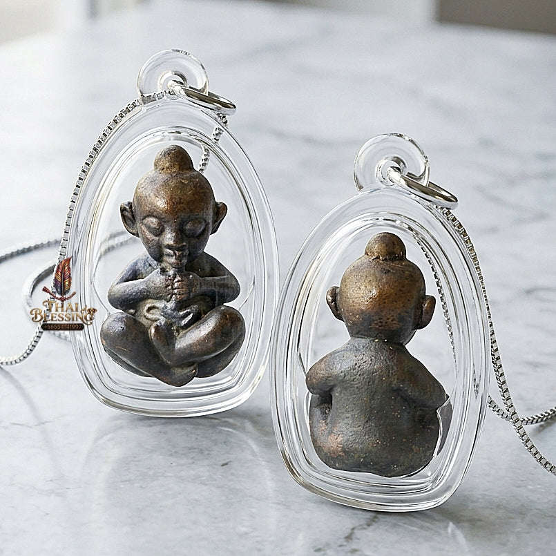 Thai Amulet Kuman Thong Wealth & Protection Kuman Thong Rap Sap Khanong Rit Necromantic Metal Luang Pho Koy Wat Khao Din Tai Thai Blessing Co By RURUECHA