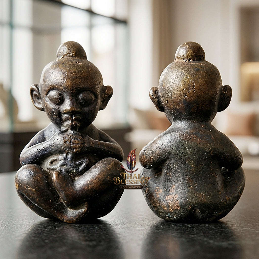 Thai Amulet Kuman Thong Wealth & Protection Kuman Thong Rap Sap Khanong Rit Necromantic Metal Luang Pho Koy Wat Khao Din Tai Thai Blessing Co By RURUECHA