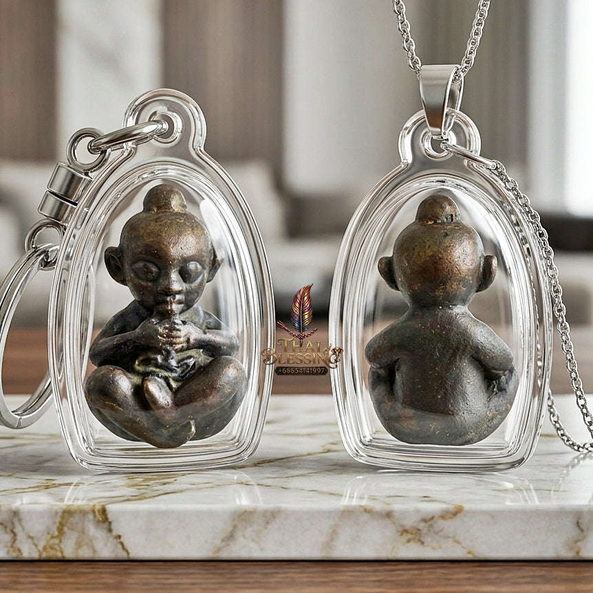 Thai Amulet Kuman Thong Wealth & Protection Kuman Thong Rap Sap Khanong Rit Necromantic Metal Luang Pho Koy Wat Khao Din Tai Thai Blessing Co By RURUECHA