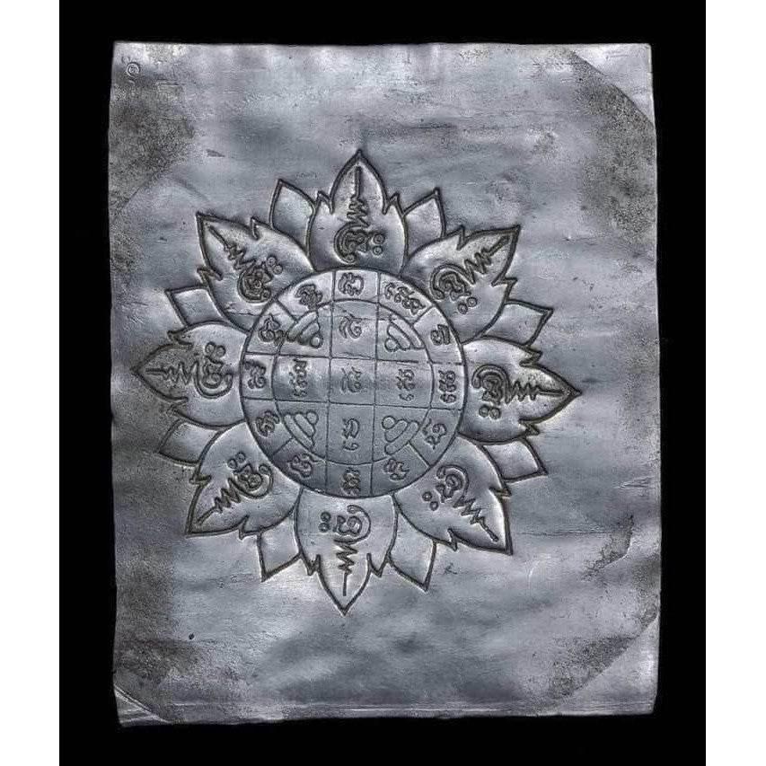 Lead Takrut Amulet Blessed by Luang Pu Paew for Buddha Protection and Prosperity