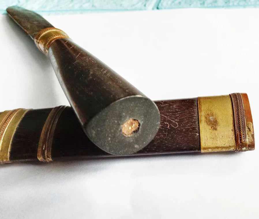 Luang Pu Moon Ritual Knife - Engraved Brass Protection Against Black Magic