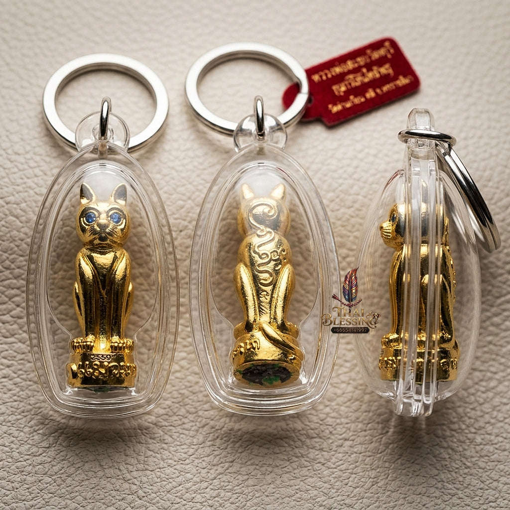 Thai Amulet Maha Lap & Kaa Khaay Ultimate Wealth-Attraction Curio — 2012 Sovereign Maeo Maha Lap "Kuman Koy Sap" Gold-Plated Samrit Bronze Thai Blessing Co By RURUECHA