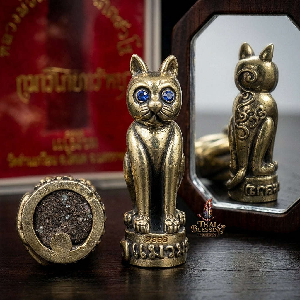 Thai Amulet Maha Lap & Kaa Khaay Ultimate Wealth-Attraction Maeo Maha Lap "Kuman Koy Sap" Alpaka White Metal Thai Blessing Co By RURUECHA