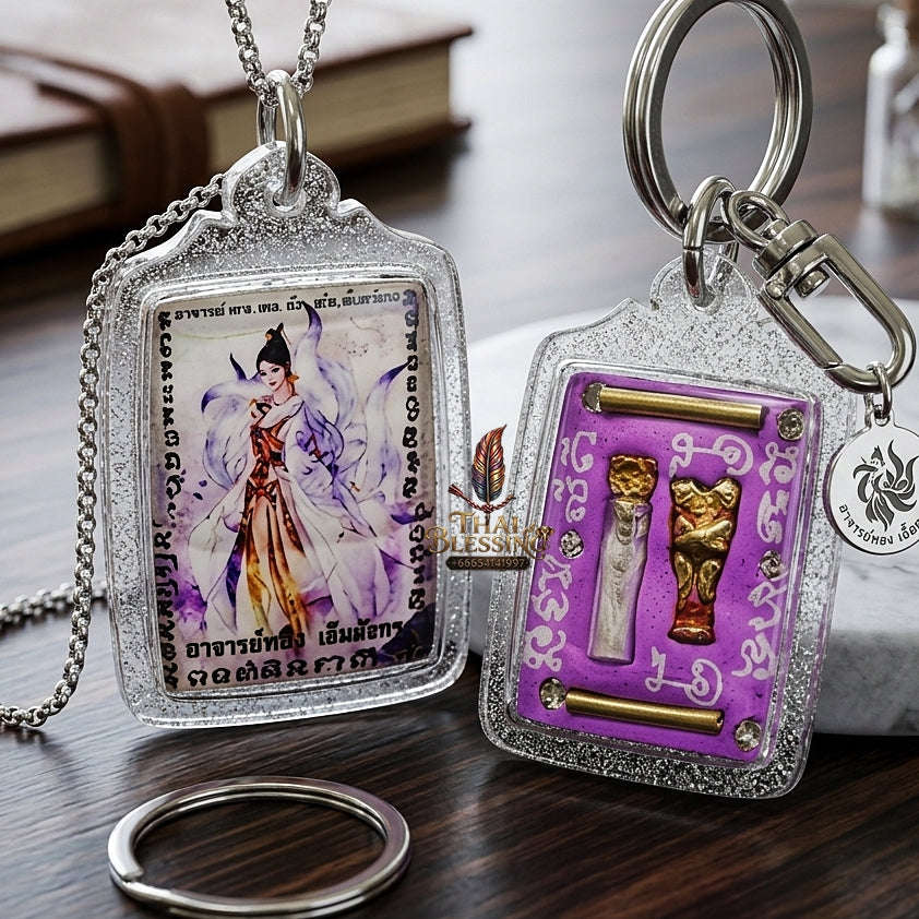 Thai Amulet Maha Saneh & Love Attraction Nine-Tailed Fox Locket Edition Ajarn Long Khem Mangkon Herb Oil Matrix Thai Blessing Co By RURUECHA