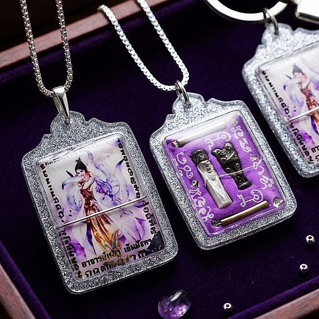 Thai Amulet Maha Saneh & Love Attraction Nine-Tailed Fox Locket Edition Ajarn Long Khem Mangkon Herb Oil Matrix Thai Blessing Co By RURUECHA