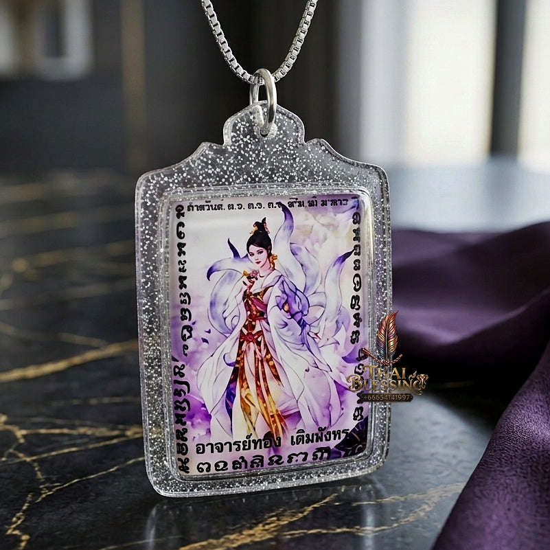 Thai Amulet Maha Saneh & Love Attraction Nine-Tailed Fox Locket Edition Ajarn Long Khem Mangkon Herb Oil Matrix Thai Blessing Co By RURUECHA