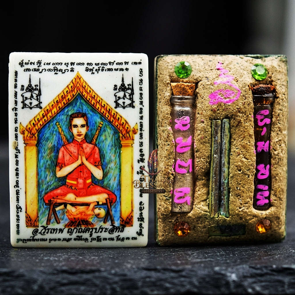 Thai Amulet Maha Saneh & Metta Maha Niyom Ultimate Masterpiece — 2014 Sovereign Khunphaen Phrai Kumarn "Ong Kru" Master Locket Edition Ajarn Wirathep Nankru Prasit Thai Blessing Co By RURUECHA