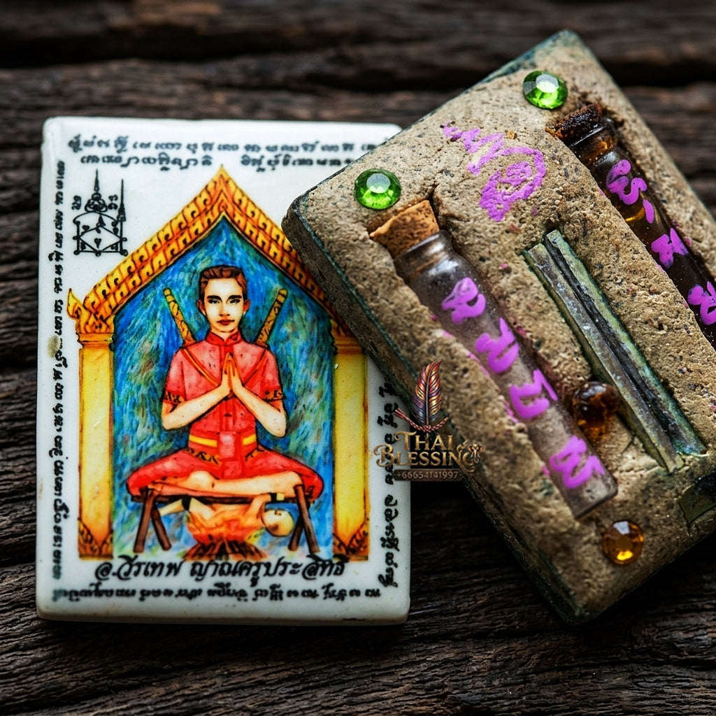 Thai Amulet Maha Saneh & Metta Maha Niyom Ultimate Masterpiece — 2014 Sovereign Khunphaen Phrai Kumarn "Ong Kru" Master Locket Edition Ajarn Wirathep Nankru Prasit Thai Blessing Co By RURUECHA