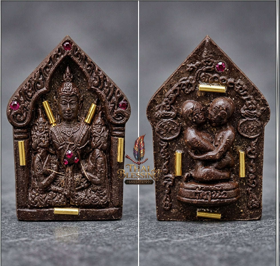Thai Amulet Maha Saneh, Metta & Wealth Ultimate Masterpiece Phra Khunphaen Oum Nang Lang Inn "Setthi 1000 Lan" Sacred Takian Wood & 9-Takrud Thai Blessing Co By RURUECHA