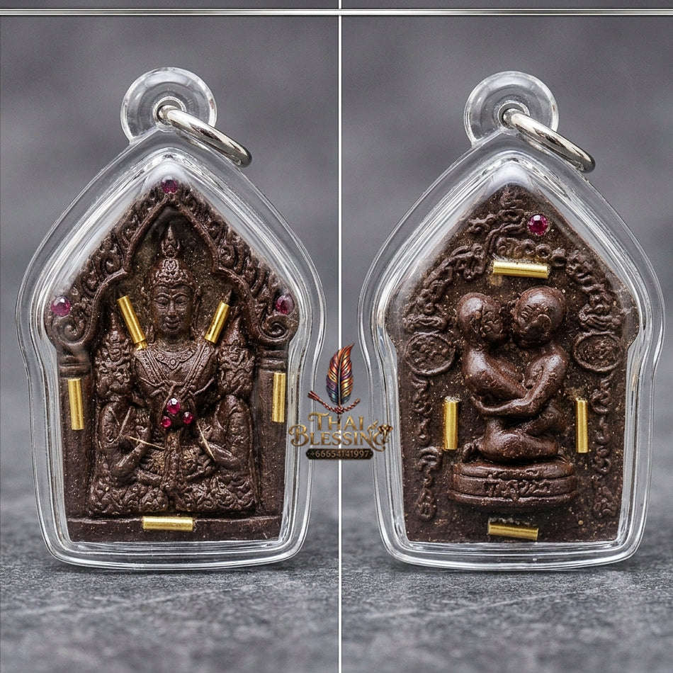 Thai Amulet Maha Saneh, Metta & Wealth Ultimate Masterpiece Phra Khunphaen Oum Nang Lang Inn "Setthi 1000 Lan" Sacred Takian Wood & 9-Takrud Thai Blessing Co By RURUECHA