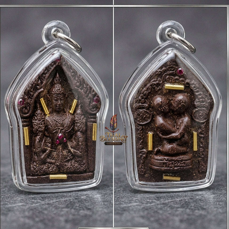Thai Amulet Maha Saneh, Metta & Wealth Ultimate Masterpiece Phra Khunphaen Oum Nang Lang Inn "Setthi 1000 Lan" Sacred Takian Wood & 9-Takrud Thai Blessing Co By RURUECHA