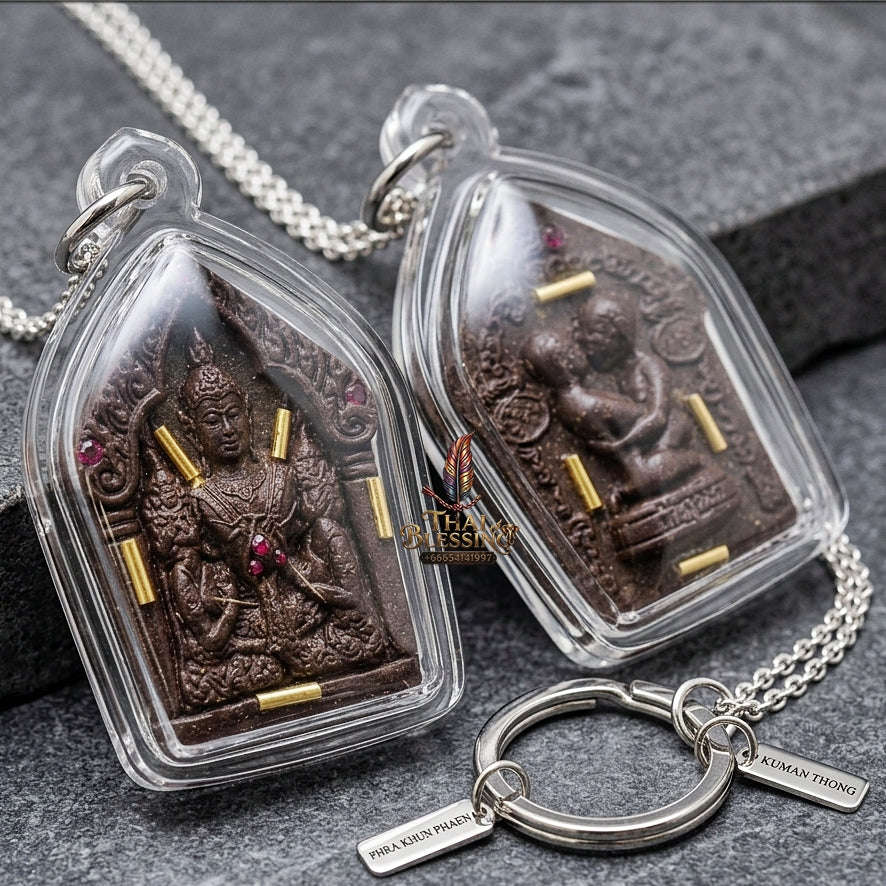 Thai Amulet Maha Saneh, Metta & Wealth Ultimate Masterpiece Phra Khunphaen Oum Nang Lang Inn "Setthi 1000 Lan" Sacred Takian Wood & 9-Takrud Thai Blessing Co By RURUECHA