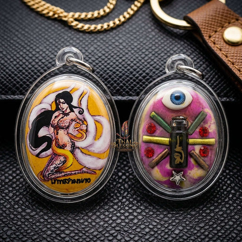 Thai Amulet Maha Saneh & Opposite-Sex Attraction Thep Sam Nang Oval Locket Edition Achan Wira Thep Thai Blessing Co By RURUECHA