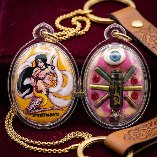 Thai Amulet Maha Saneh & Opposite-Sex Attraction Thep Sam Nang Oval Locket Edition Achan Wira Thep Thai Blessing Co By RURUECHA