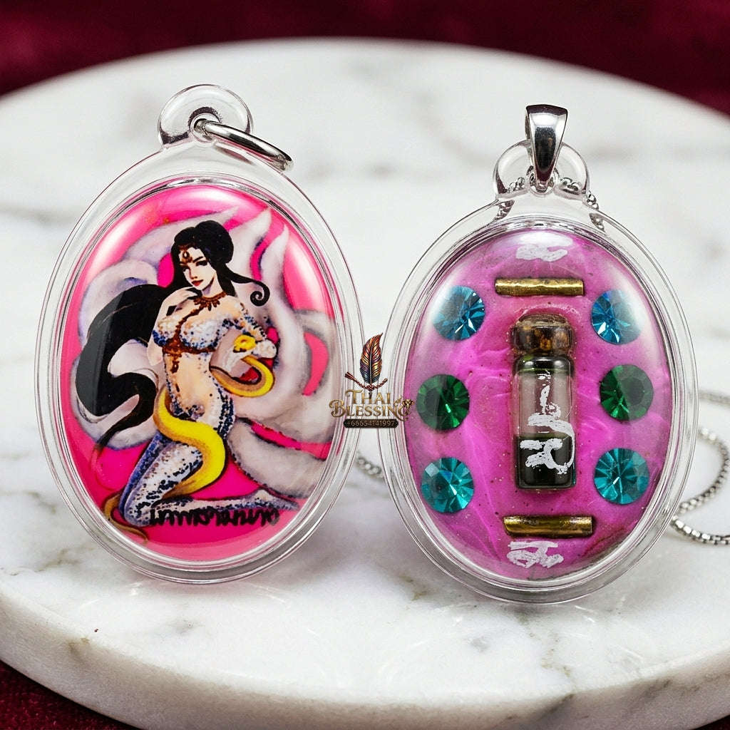 Thai Amulet Maha Saneh & Opposite-Sex AttractionThep Sam Nang Rectangular Locket Edition Achan Wira Thep Yan Khru Pra Sit Thai Blessing Co By RURUECHA