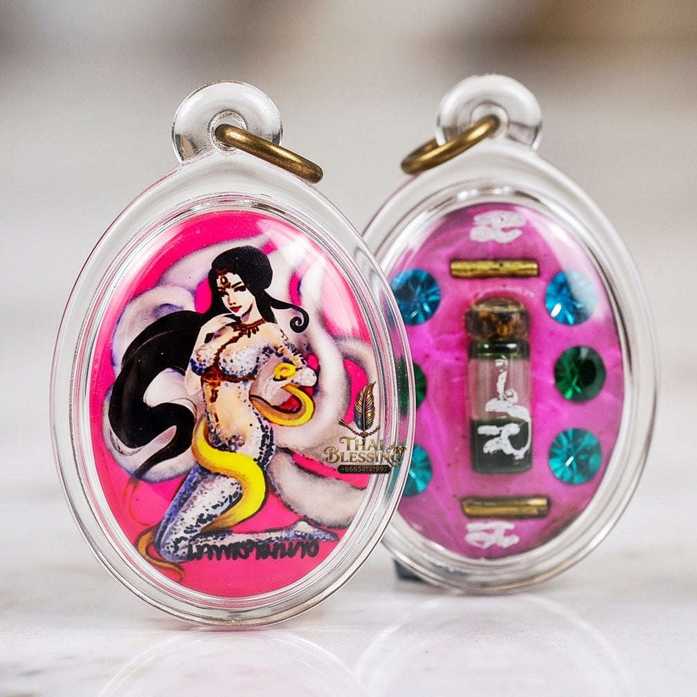 Thai Amulet Maha Saneh & Opposite-Sex AttractionThep Sam Nang Rectangular Locket Edition Achan Wira Thep Yan Khru Pra Sit Thai Blessing Co By RURUECHA