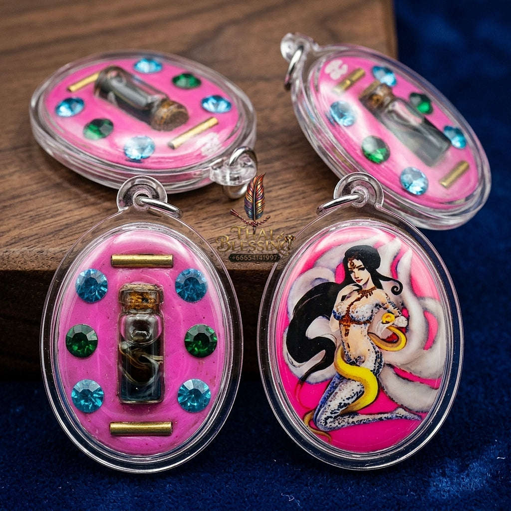 Thai Amulet Maha Saneh & Opposite-Sex AttractionThep Sam Nang Rectangular Locket Edition Achan Wira Thep Yan Khru Pra Sit Thai Blessing Co By RURUECHA