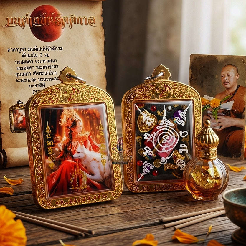 Thai Amulet Maha Saneh & Romantic Attraction Imperial Princess Fox Locket Edition Phra Achan Amnat Maha Viro Herb Matrix Thai Blessing Co By RURUECHA