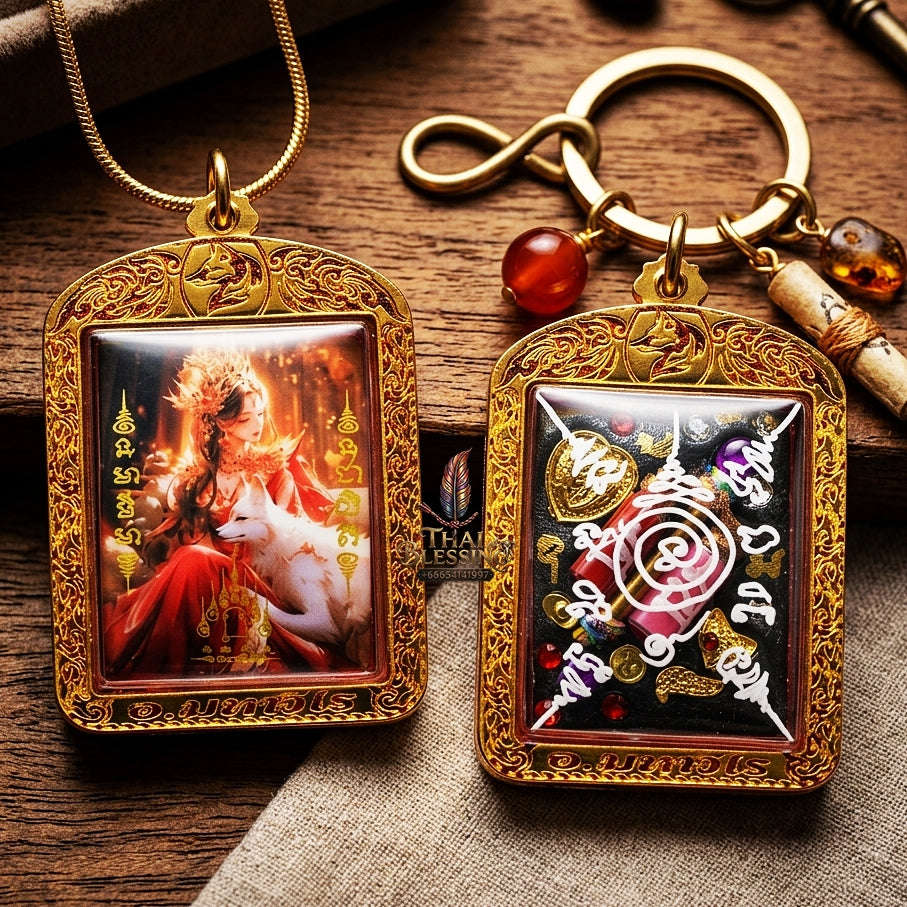 Thai Amulet Maha Saneh & Romantic Attraction Imperial Princess Fox Locket Edition Phra Achan Amnat Maha Viro Herb Matrix Thai Blessing Co By RURUECHA