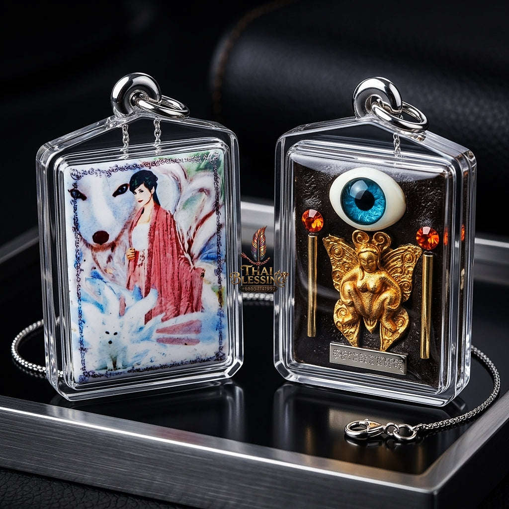 Thai Amulet Maha Saneh & Romantic Attraction Large-Format Nine-Tailed Fox Locket Edition Luang Pu In Thai Blessing Co By RURUECHA