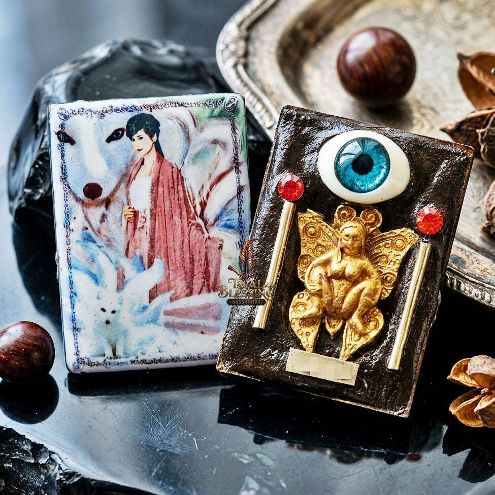 Thai Amulet Maha Saneh & Romantic Attraction Large-Format Nine-Tailed Fox Locket Edition Luang Pu In Thai Blessing Co By RURUECHA