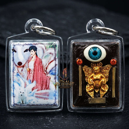 Thai Amulet Maha Saneh & Romantic Attraction Large-Format Nine-Tailed Fox Locket Edition Luang Pu In Thai Blessing Co By RURUECHA