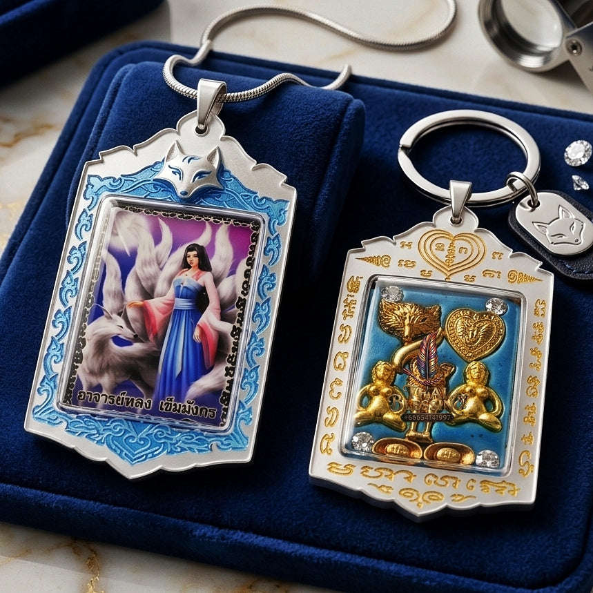 Thai Amulet Nine-Tailed Fox Maha Saneh & Love Attraction Jingchok Kao Hang Locket Edition Ajarn Long Khem Mangkon Herb Oil Matrix Thai Blessing Co By RURUECHA