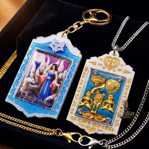Thai Amulet Nine-Tailed Fox Maha Saneh & Love Attraction Jingchok Kao Hang Locket Edition Ajarn Long Khem Mangkon Herb Oil Matrix Thai Blessing Co By RURUECHA