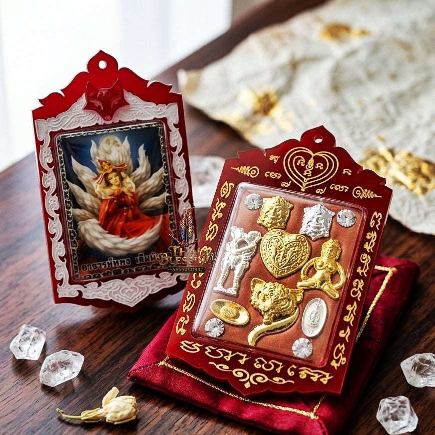 Thai Amulet Nine-Tailed Fox Maha Saneh & Love Attraction Jingchok Kao Hang Locket Edition Ajarn Long Khem Mangkon Herb Oil Matrix Thai Blessing Co By RURUECHA