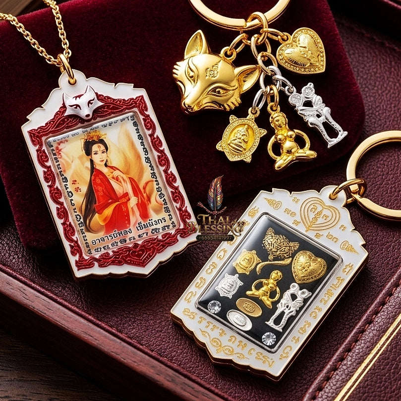 Thai Amulet Nine-Tailed Fox Maha Saneh & Love Attraction Masterpiece — 2020 Sovereign Jingchok Kao Hang Locket Edition Ajarn Long Khem Mangkon Herb Oil Matrix Thai Blessing Co By RURUECHA