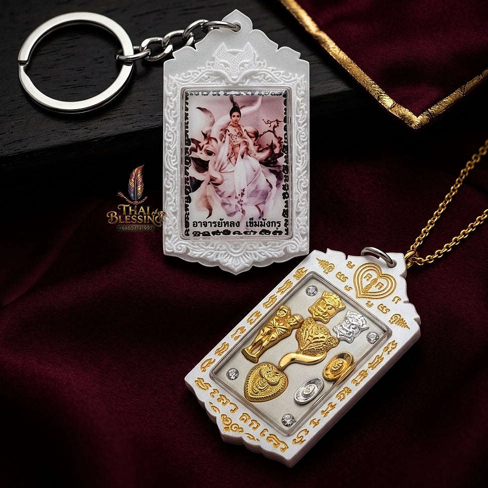 Thai Amulet Nine-Tailed Fox Maha Saneh & Love Attraction Masterpiece — 2020 Sovereign Jingchok Kao Hang Locket Edition Ajarn Long Khem Mangkon Herb Oil Matrix Thai Blessing Co By RURUECHA