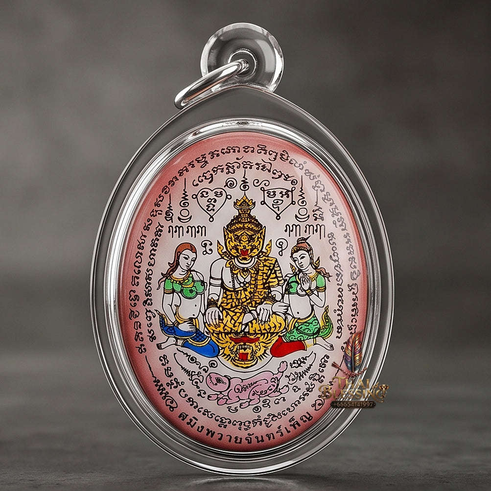 Thai Amulet Occult Mastery, Tiger Spirit & Supreme Wealth Attraction Pink Backdrop Samin Phrai Chan Phen Locket Edition Ruesi Pu Chao Saming Phrai Thai Blessing Co By RURUECHA