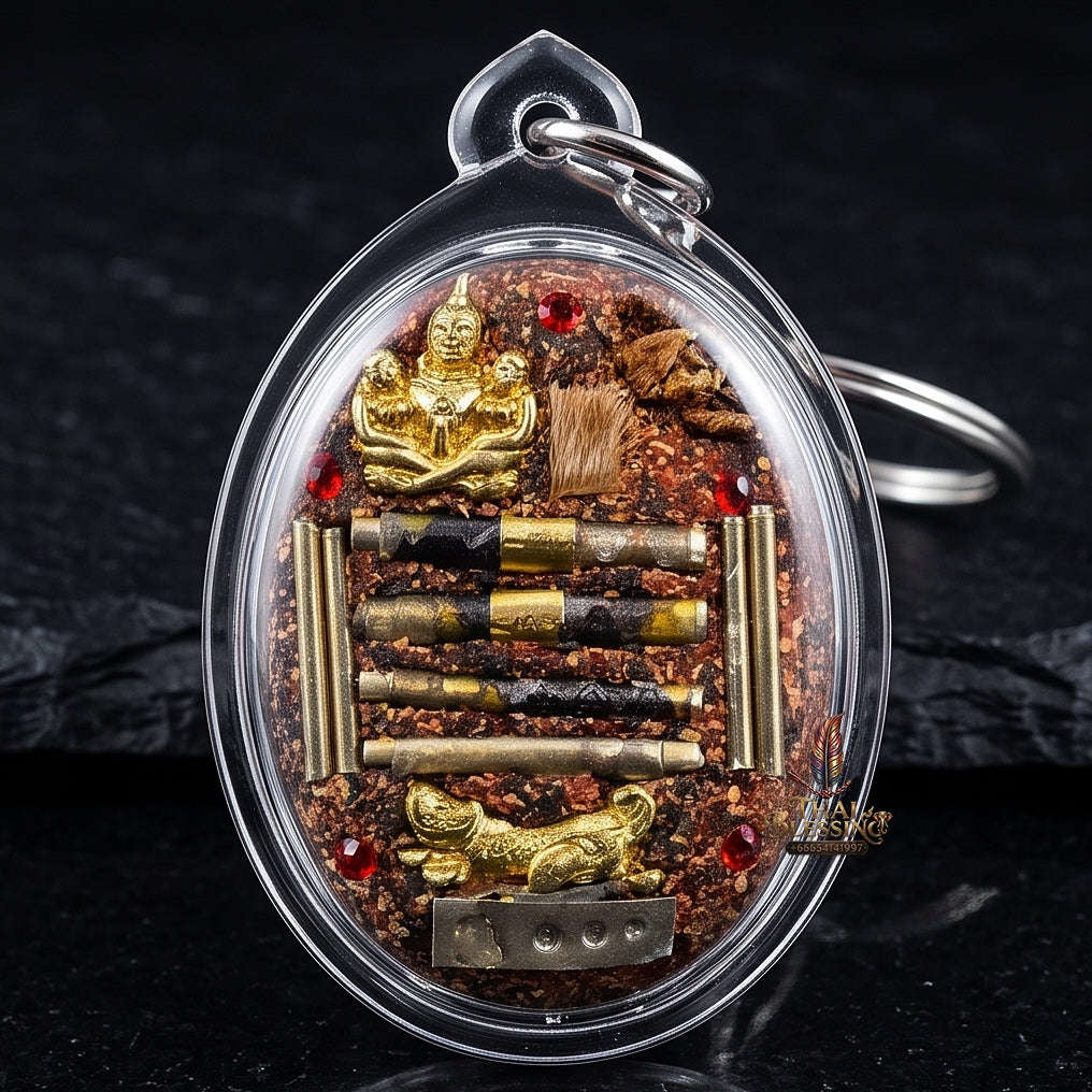 Thai Amulet Occult Mastery, Tiger Spirit & Supreme Wealth Attraction Pink Backdrop Samin Phrai Chan Phen Locket Edition Ruesi Pu Chao Saming Phrai Thai Blessing Co By RURUECHA