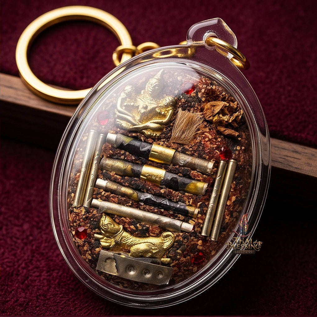 Thai Amulet Occult Mastery, Tiger Spirit & Supreme Wealth Attraction Pink Backdrop Samin Phrai Chan Phen Locket Edition Ruesi Pu Chao Saming Phrai Thai Blessing Co By RURUECHA