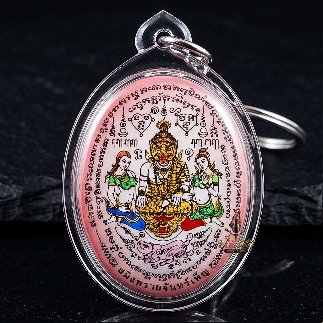 Thai Amulet Occult Mastery, Tiger Spirit & Supreme Wealth Attraction Pink Backdrop Samin Phrai Chan Phen Locket Edition Ruesi Pu Chao Saming Phrai Thai Blessing Co By RURUECHA