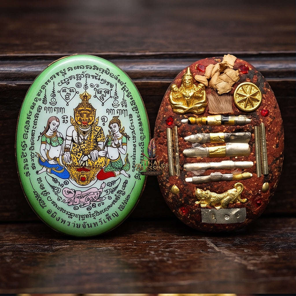 Thai Amulet Occult Mastery, Tiger Spirit & Supreme Wealth Attraction Saming Phrai Chan Phen Locket Ruesi Pu Chao Saming Phrai Thai Blessing Co By RURUECHA