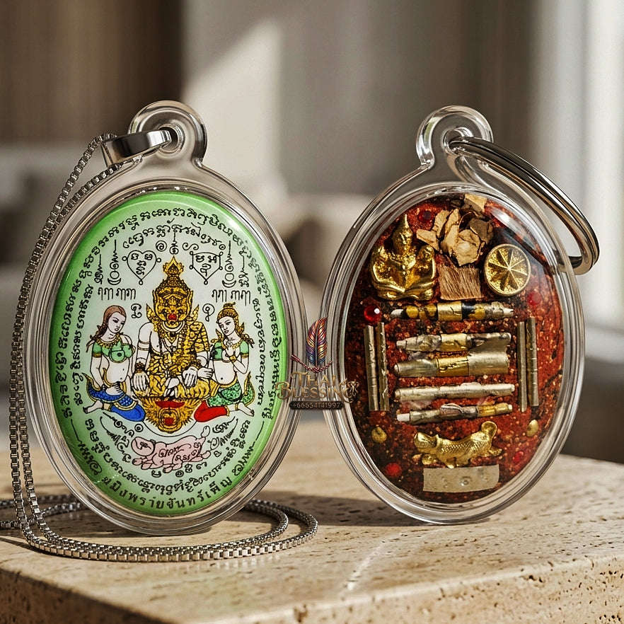 Thai Amulet Occult Mastery, Tiger Spirit & Supreme Wealth Attraction Saming Phrai Chan Phen Locket Ruesi Pu Chao Saming Phrai Thai Blessing Co By RURUECHA