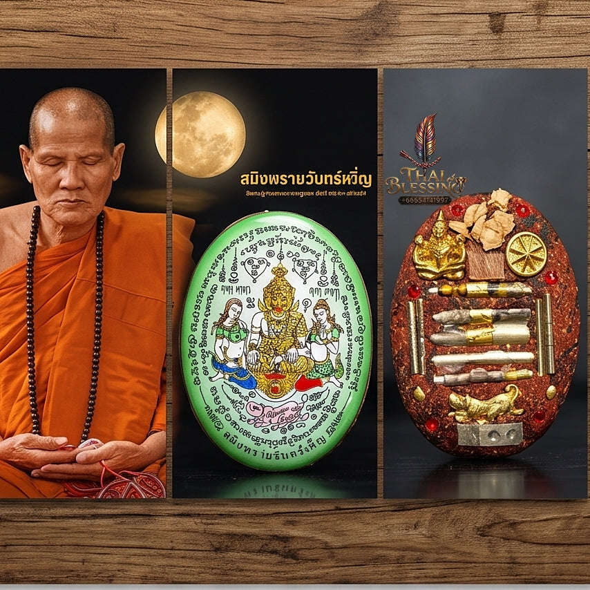 Thai Amulet Occult Mastery, Tiger Spirit & Supreme Wealth Attraction Saming Phrai Chan Phen Locket Ruesi Pu Chao Saming Phrai Thai Blessing Co By RURUECHA