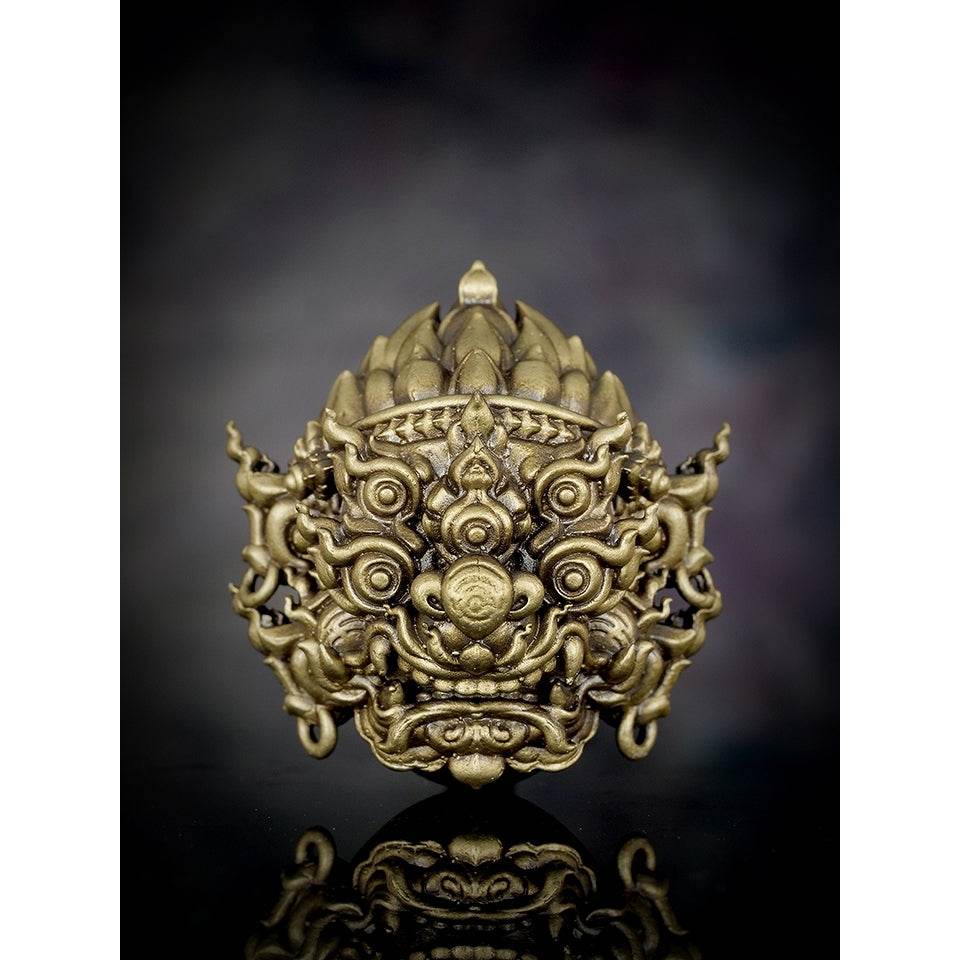 Phaya Si Hu Ha Ta Amulet | Maha Heng Large Edition Powerful Wealth and Good Luck Mask ซาตินทองเหลือง