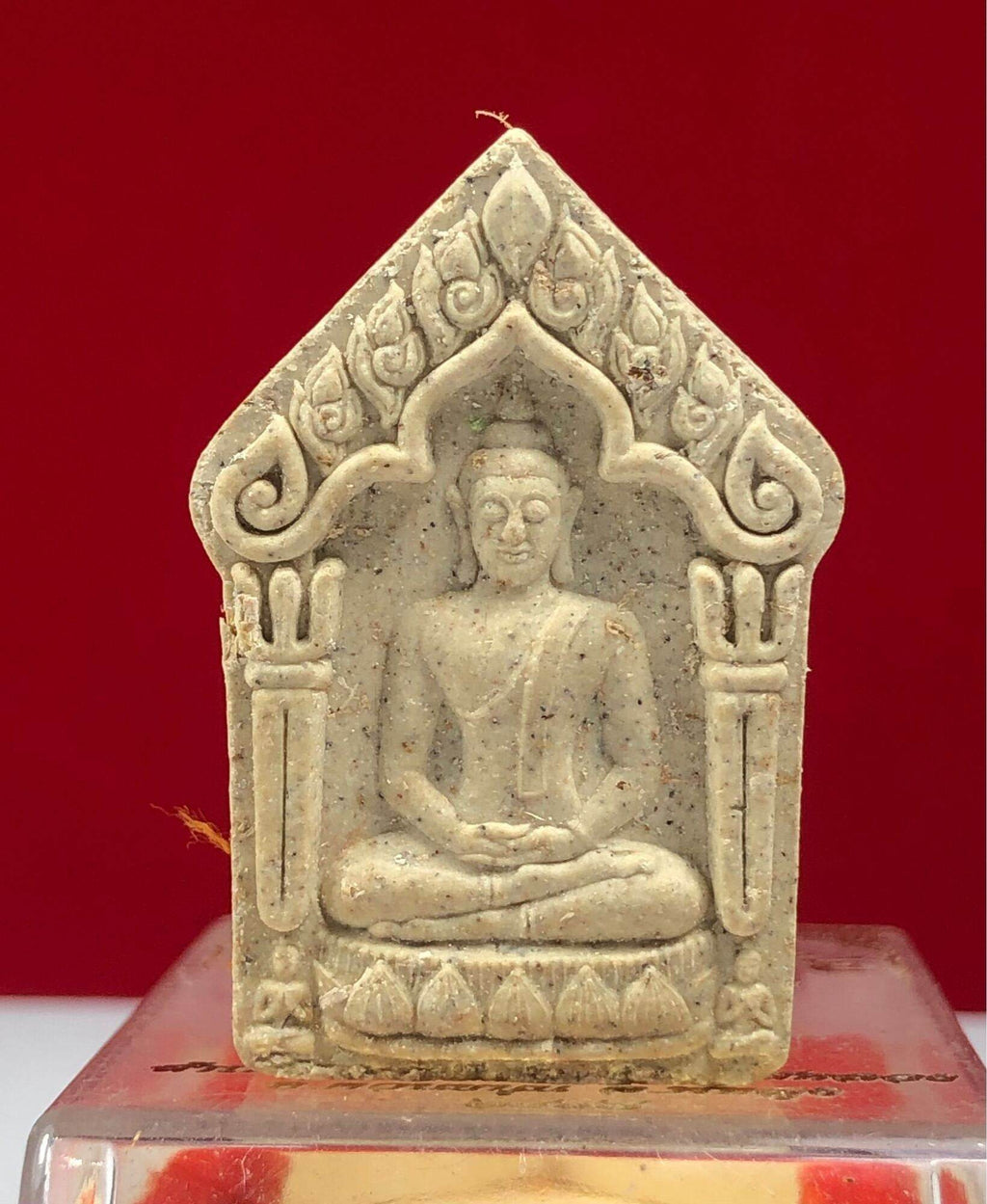 Phra Khun Paen Phlai Kumarn Amulet Thai carved Buddha temple pendant for necklace beige stone look
