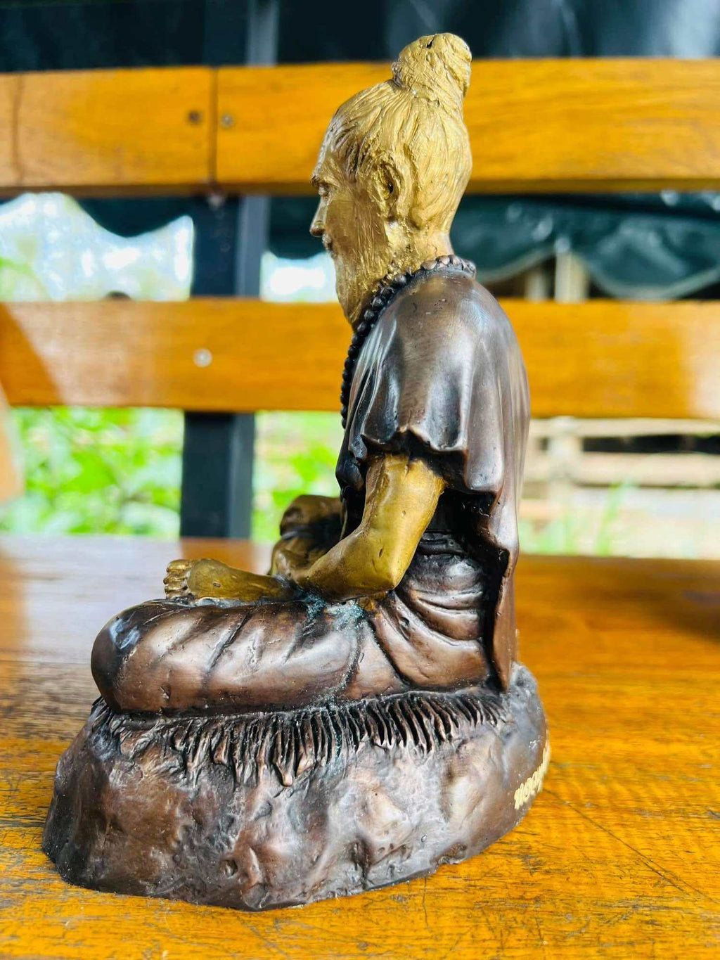 Phu Lersi Jivaka Komarabhacca statue bronze seated ascetic figure on base decorative amulet