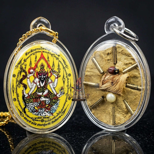 Thai Amulet Protection, Obstacle Removal & Executive Command Masterpiece Ruesi Ta Fai Waterproof Locket Ajarn San Kong Wet Thai Blessing Co By RURUECHA