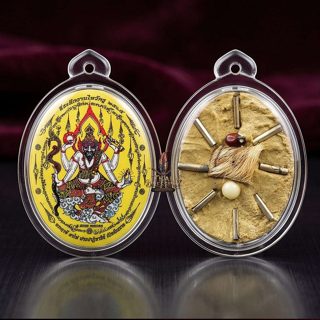 Thai Amulet Protection, Obstacle Removal & Executive Command Masterpiece Ruesi Ta Fai Waterproof Locket Ajarn San Kong Wet Thai Blessing Co By RURUECHA