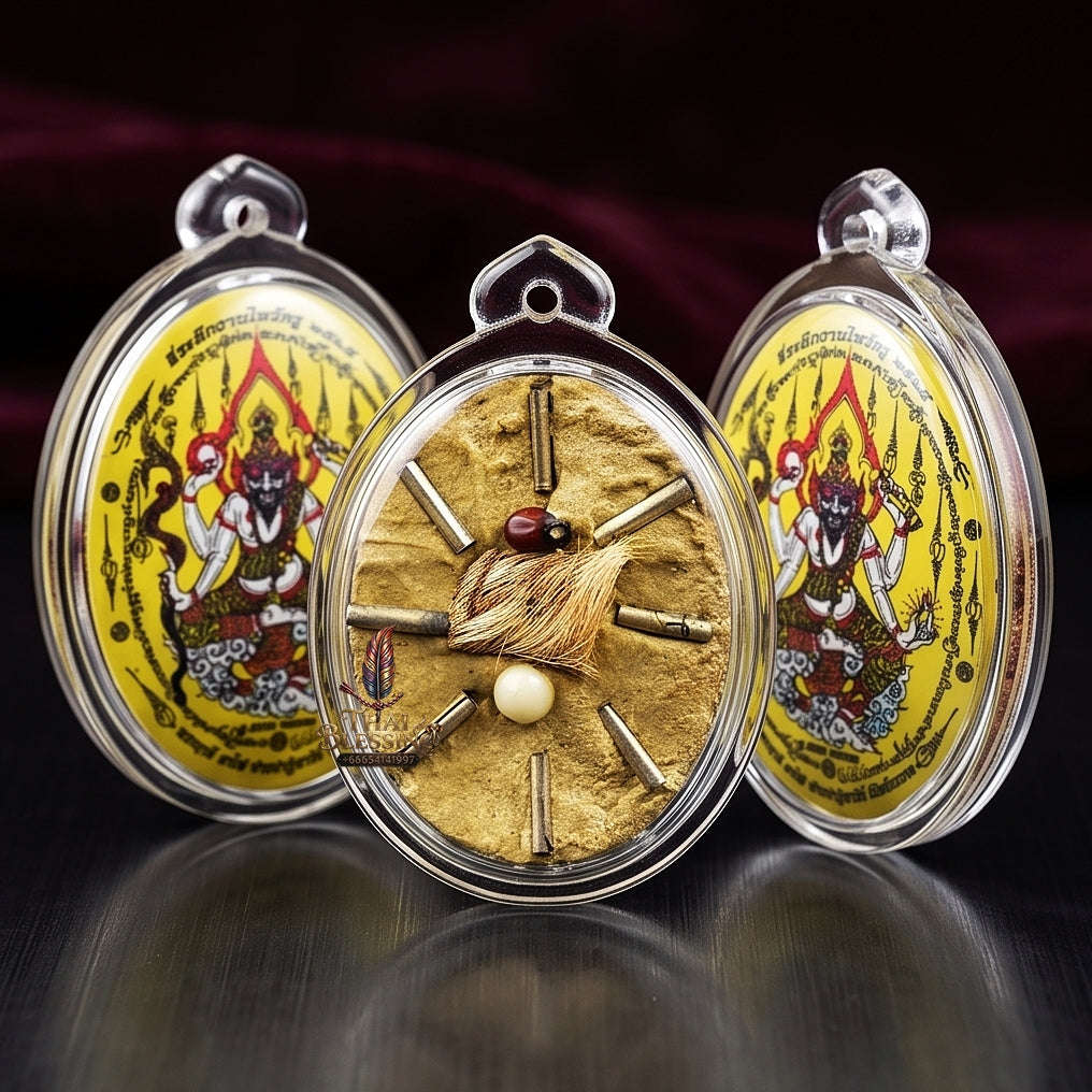 Thai Amulet Protection, Obstacle Removal & Executive Command Masterpiece Ruesi Ta Fai Waterproof Locket Ajarn San Kong Wet Thai Blessing Co By RURUECHA