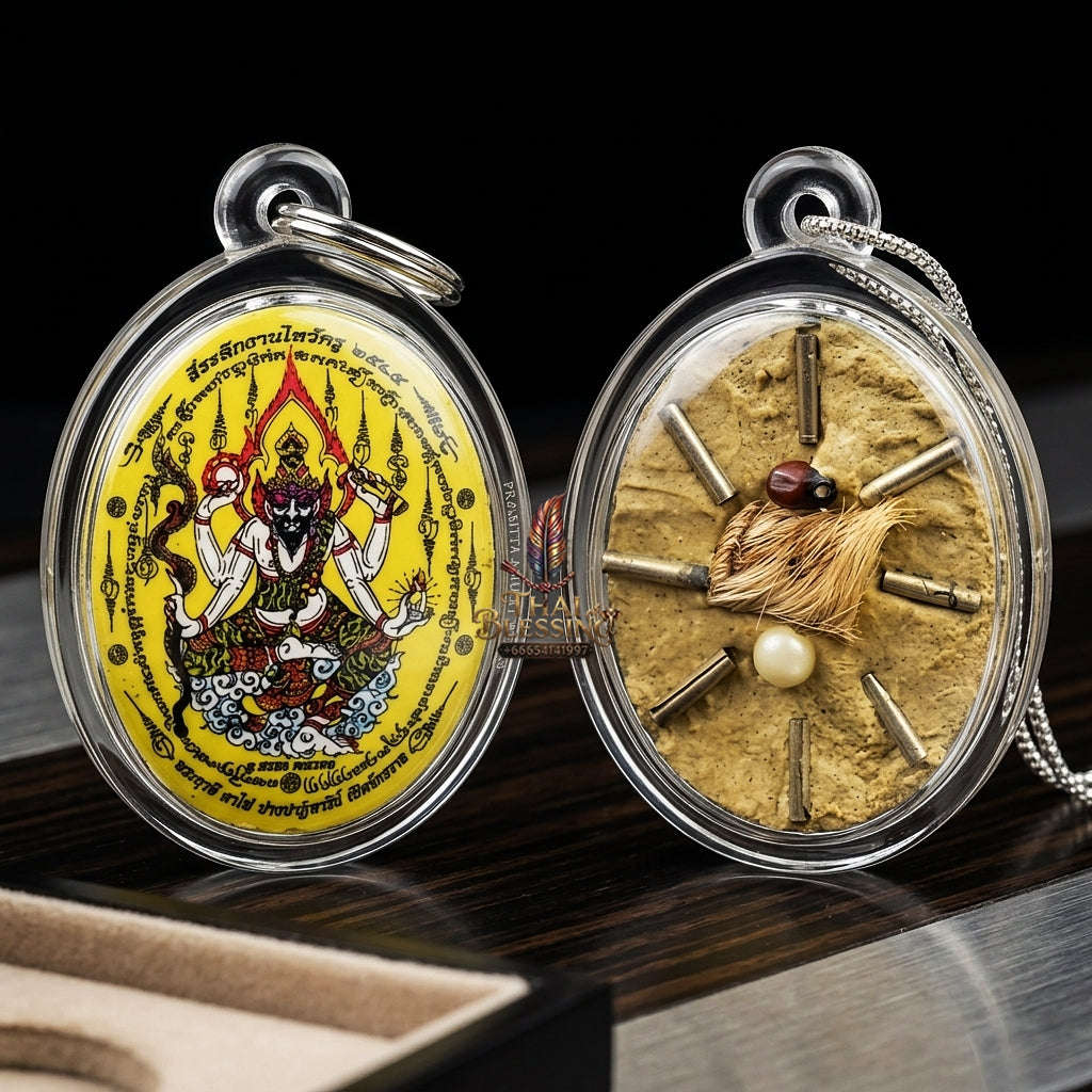 Thai Amulet Protection, Obstacle Removal & Executive Command Masterpiece Ruesi Ta Fai Waterproof Locket Ajarn San Kong Wet Thai Blessing Co By RURUECHA