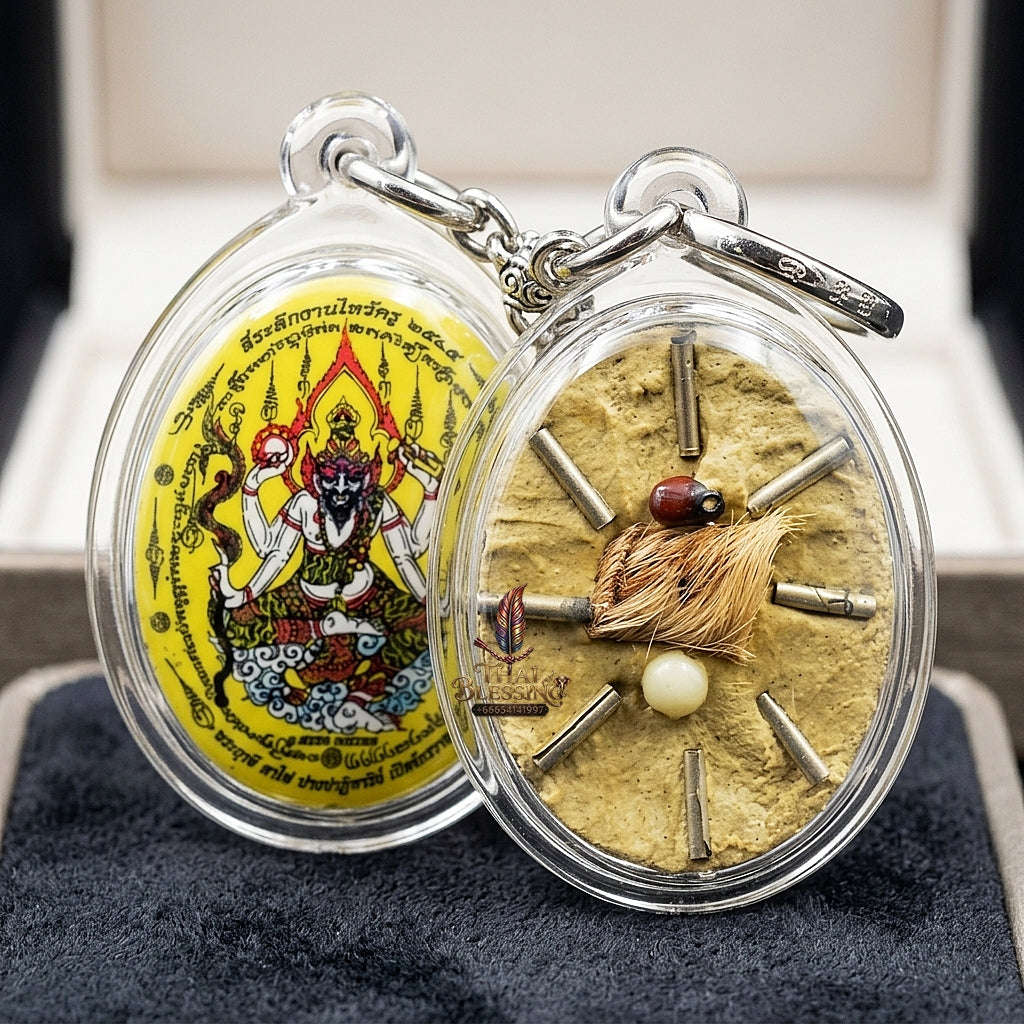 Thai Amulet Protection, Obstacle Removal & Executive Command Masterpiece Ruesi Ta Fai Waterproof Locket Ajarn San Kong Wet Thai Blessing Co By RURUECHA