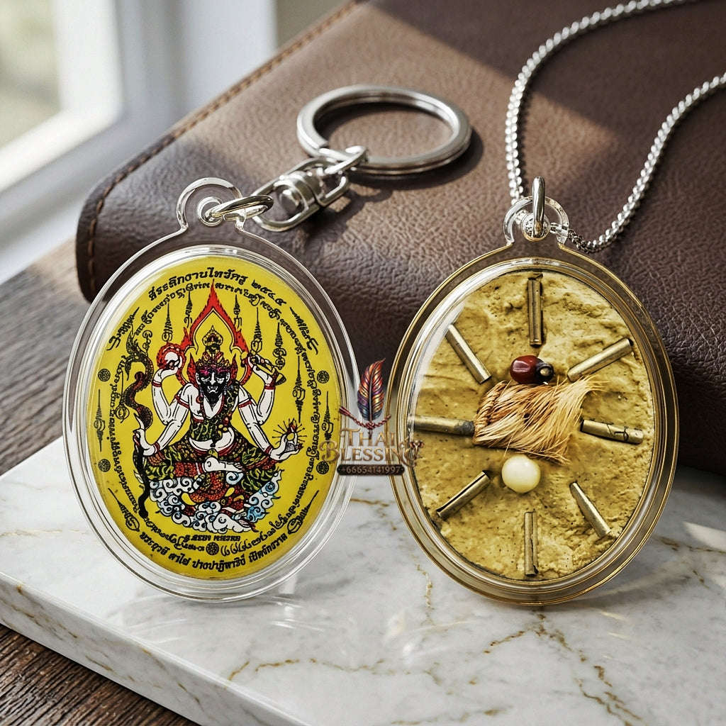 Thai Amulet Protection, Obstacle Removal & Executive Command Masterpiece Ruesi Ta Fai Waterproof Locket Ajarn San Kong Wet Thai Blessing Co By RURUECHA